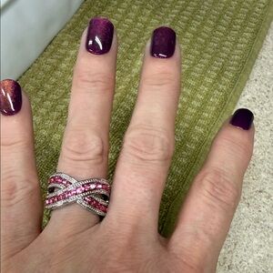 Elegant Silver and Pink Gemstone Ring size 7